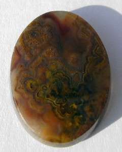 MEXICAN MOSS PLUME AGATE OVAL CABOCHON ~ 16.15 Carats  