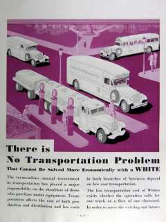 1930 White busses & trucks at the gas station purple AD  