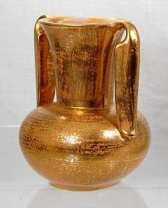 Vintage Gold Decor Handled Stangl Vase 22KT Gold  