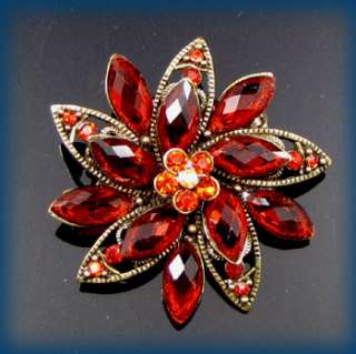   SHIPPING antiqued rhinestone crystal flower brooch pin bouquet  