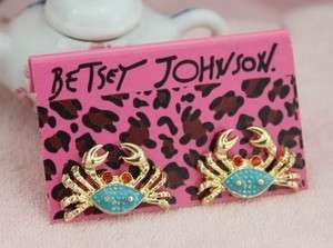 Betsey Johnson Crab Earrings / Crab Ring  