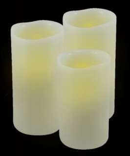   LED Vanilla Scented Candle Pillar w/Auto On/Off Timer, Set of 3  