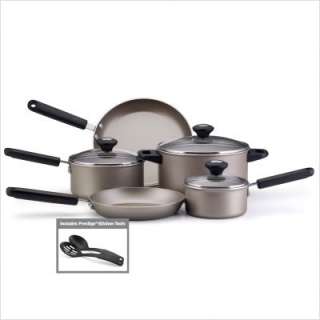 Farberware Premium Nonstick 10 Piece Cookware Set Platinum w Black 