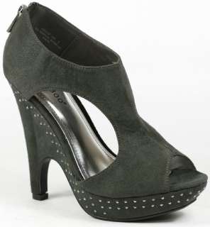 Gray Open Toe Cut Out Wedge Bootie 7 us BAMBOO  