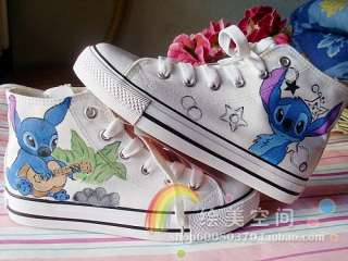 XZ03 Lilo and Stitch HandPainted Women Girls canvas Sneaker Shoes 