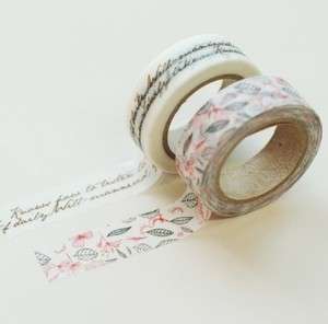 Decorative Adhesive Masking Paper Tape Runa _leaves,calligraphy 