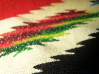 Vintage Wool Mexico Mexican Large Serape Saltillo Blanket Bright Red 
