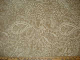 CHENILLE PAISLEY TAN TAUPE OFF WHITE DAMASK WOVEN CHENILLE FABRIC 