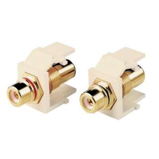 Leviton Light Almond Feed Through RCA Connectors (2 Pack) R16 40830 
