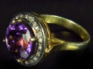 SPARKILING!!! Beautiful Genuine Rose Cut Diamond Amethyst Gold PT 