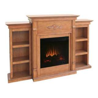   Enterprises TennysonPlantation Oak Electric Fireplace w/Bookcases