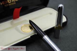 Hero 100 Fountain Pen 14K Gold F Nib Brand New(Steel)  