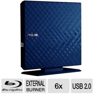 Asus SBW 06C1S U/DBLU/G/A External Slim 6x Blu Ray Burner   BD R 6x 