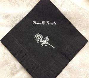 100 BLACK personalized beverage/cocktail party napkins 5x5, 2ply 