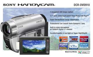 Sony Handycam DCR DVD910 DVD Camcorder   15x Optical Zoom, 180x 