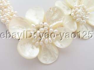 Fresh Water cultured pearl, white potato pearl, white shell flower 