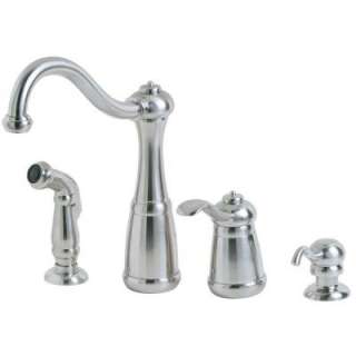   Kitchen Faucet with Side Spray and Soap Dispenser in Stainless Steel