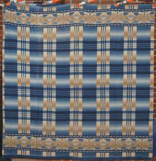 30s Beacon Ombre Vintage Blanket ~Blue Plaid Design  