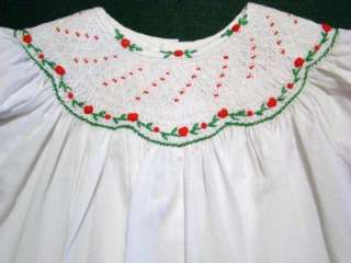   EMBROIDERED BISHOP SMOCKED WHITE CHRISTMAS DRESS 2T,3T,4T NWTS  