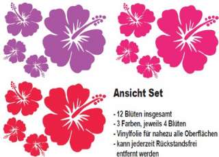 Wandtattoo Wallsticker Wandaufkleber   Hibiskus Blume Blüten Set 12 
