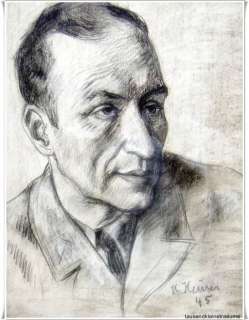 Original Bleistift Zeichnung Heinrich Heuser PORTRAIT eines Mann 1945 
