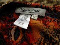 Size 3x Coldwater Creek Slinky Knit Top V Neck Embellished Artsy Print 