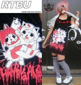 Punk Devil Hell Cat Hangry Angry SAWTOOTH Tank Dress B  
