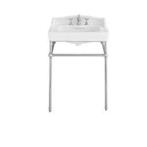 Porcher Pomezia 27 in. Console Sink and Stand Kit in White with Chrome 