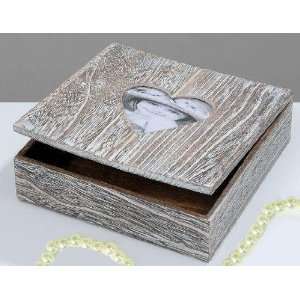Holz Box mit Herz Fotorahmen Schmuckkasten Holzkiste Vintage:  