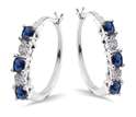 78 Ct Created Sapphire & Diamond Matching Ring and Earrings Set .925 