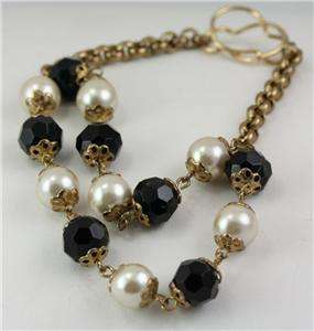 Vintage Costume Jewelry Sweater Clip Black Glass Bead  
