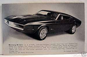 Ford Mustang Milano Sports Car Old Exhibit Vending Card  