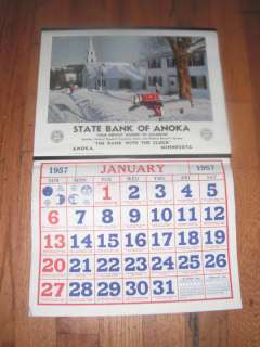 1957 State Bank Of Anoka Minnesota Calendar  