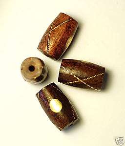 Rosenholzperlen Perlen Holz 20 mm braun Punkt Metall 3x  