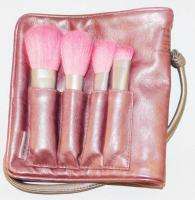 Mally 4 pc Travel Cosmetic Makeup Brush Set Kit w/Pink Roll Bag Case $ 