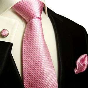 Krawatten Set 3tlg rosa pink 100% SEIDE Paul Malone 501  