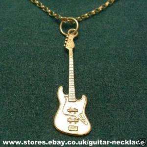 Gold Fender Jazz Bass Miniature Guitar with Necklace  