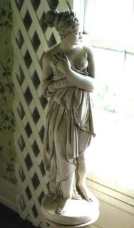 Composite Grecian Lady Statue w/Column Pedestal Estate  