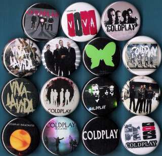 up for sale we have 15 assorted coldplay badges as pictured size is 1 