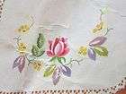  VINTAGE EMBROIDERY LINEN TABLECLOTH NEVER STARTED LACE EDGE SEMCO #901