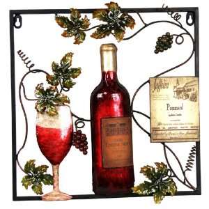  Link Direct A03073/3 UPS Metal Wine and Leaf Wall Plaque 