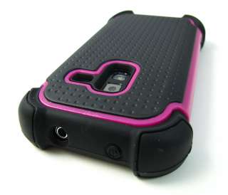 PINK TRIM IMPACT TRIPLE COMBO HARD SOFT CASE COVER SAMSUNG CONQUER 4G 
