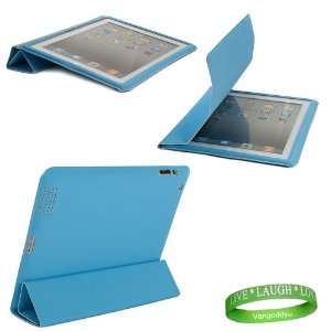 Polyurethanes Leather Smart Flap iPad 2 Cover   ( SKY BLUE) + Vangoddy 
