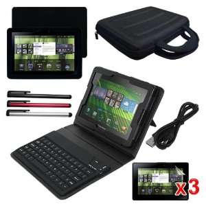  Skque Black Leather Case with Bluetooth Keyboard + Screen 