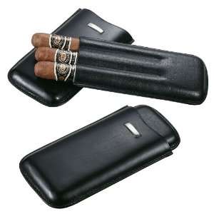 Visol Morgan Black Leather Cigar Case   Holds 3 Cigars  