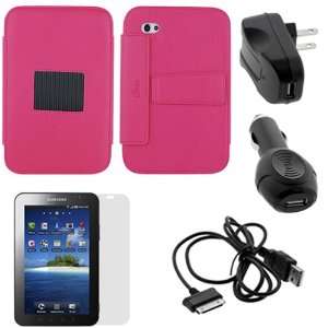 Pink High Quality Premium Leather Case Folio with Built in Stand + LCD 