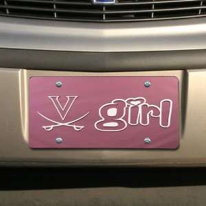 NCAA Virginia Cavaliers Pink Mirrored Virginia Girl License Plate 