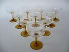 10 antique vintage amber stem glass wheel cut glasses location
