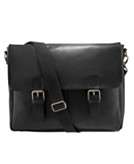    Perry Ellis Madison Leather Messenger Bag with Front Pockets 