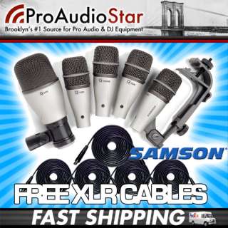 SAMSON 5 Piece Drum Mic Set 5Kit Kit & FREE XLR CABLES 809164003441 